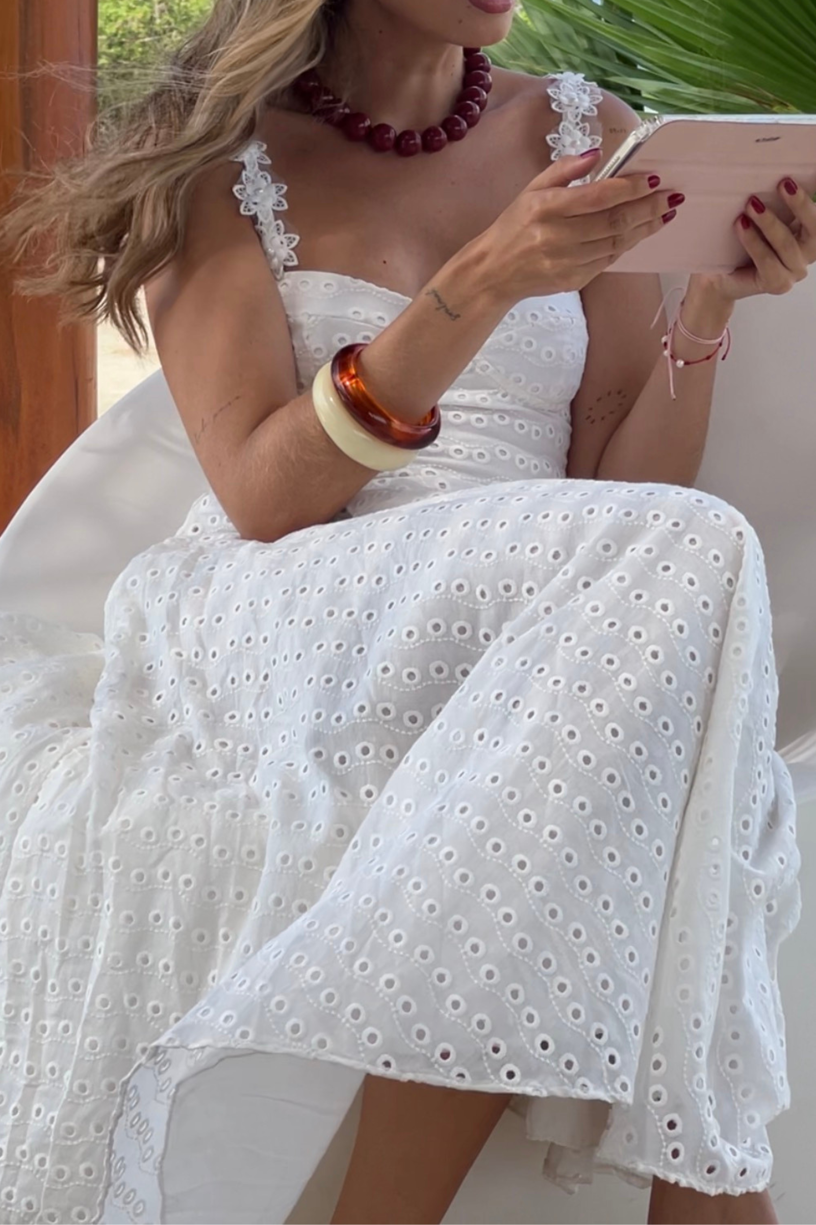 Vestido en Ojalillo Perla